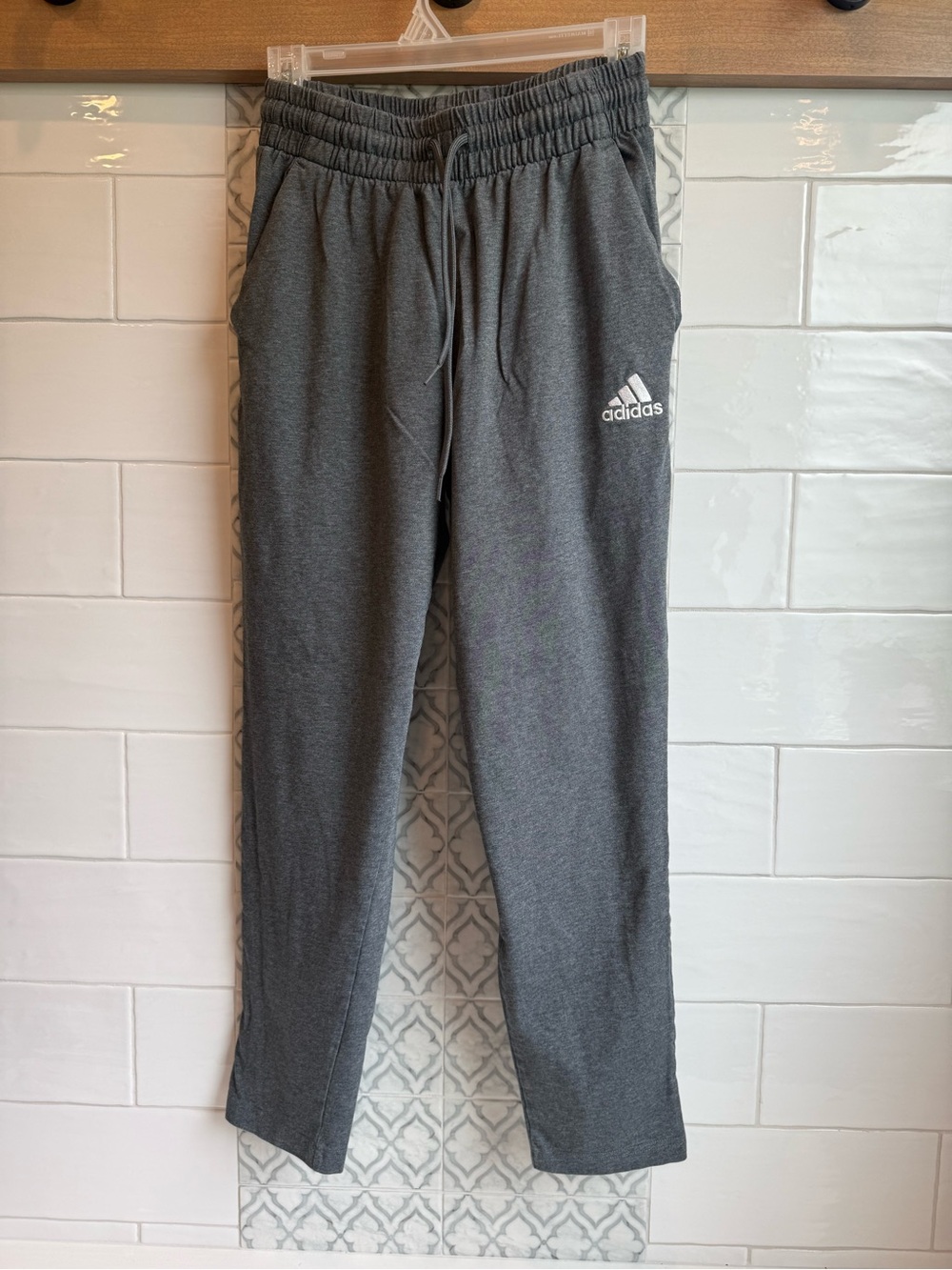 adidas Gray Men's Athletic Joggers with Drawcord